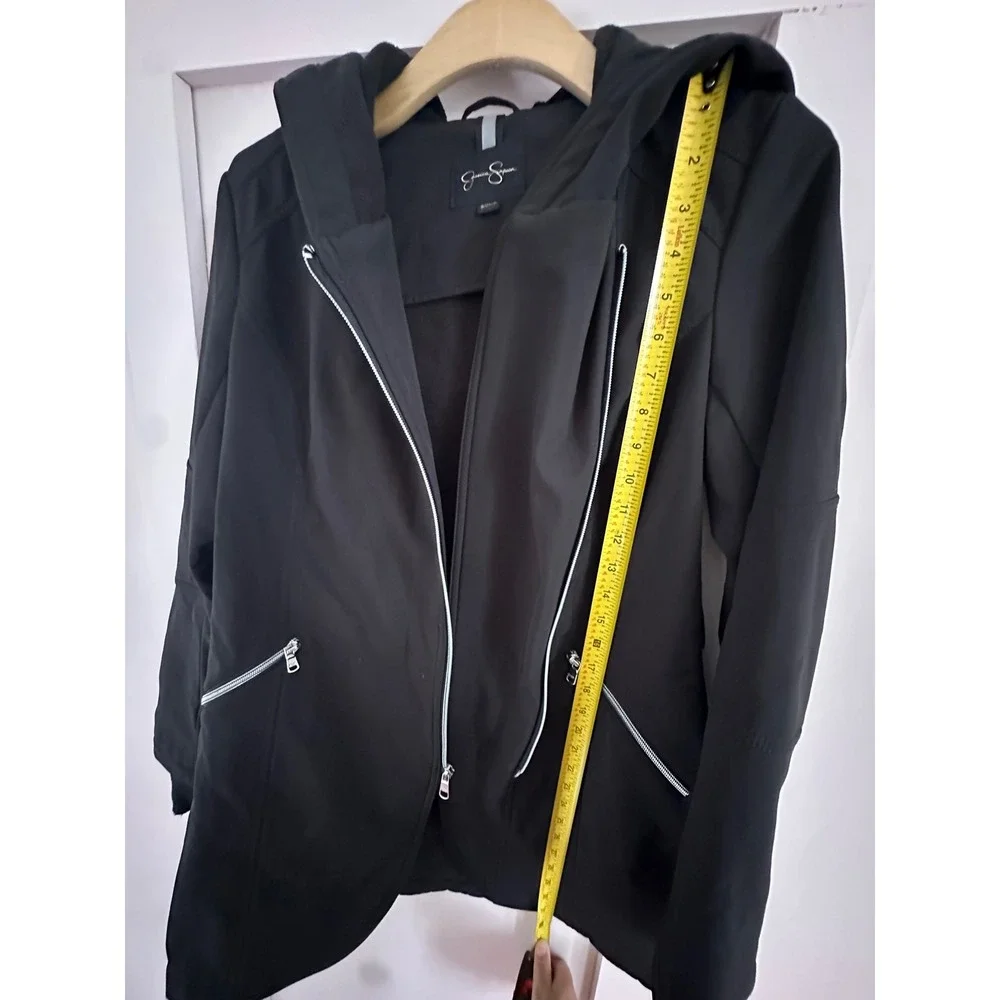 Jessica Simpson Womens Black Hooded Softshell‎ Jacket Fleece Lined Small